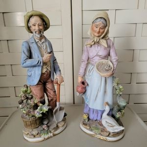 Vintage Homco Home Interior  Old Man and Woman 14"  Figurines 8816